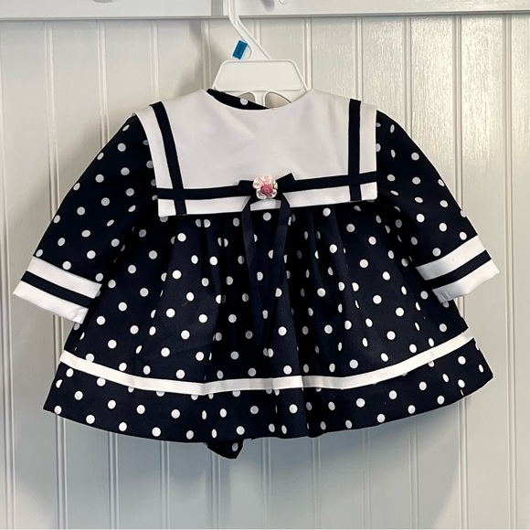 4 pc Navy Polka Dot 3-6 months Bonnie Baby - Picture 6 of 9
